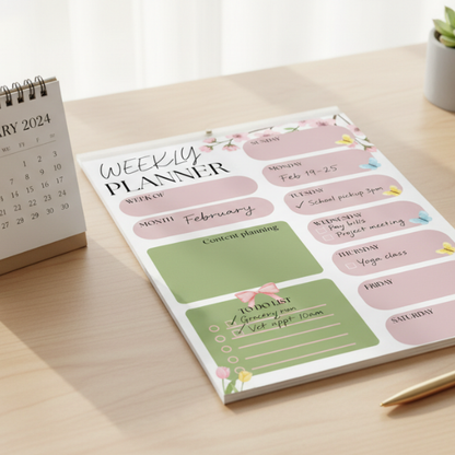 Floral Weekly Planner Notepad